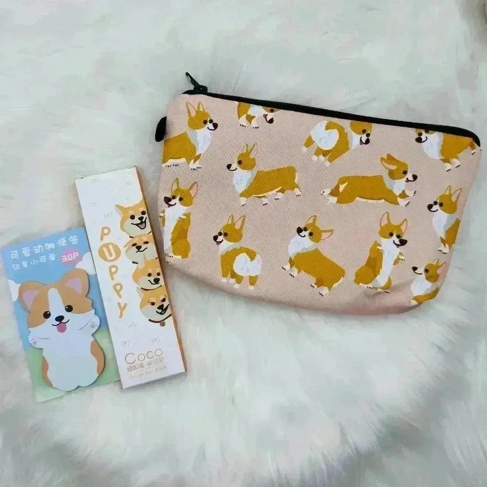 Corgi Print Makeup Pencil Case with Pens and Sticky Note pad - Picture 6 of 6